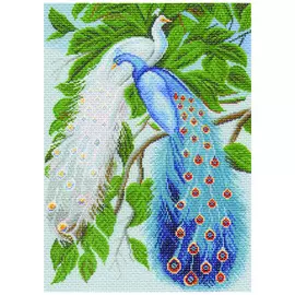 1236 Канва с рисунком 'Матренин посад' 'Павлины', 37*49 см