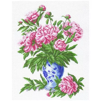 1238 Канва с рисунком 'Матренин посад' 'Пионы', 37*49 см