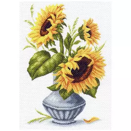 1239 Канва с рисунком 'Матренин посад' 'Подсолнухи в вазе', 37*49 см