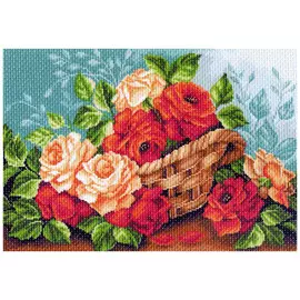 1241 Канва с рисунком 'Матренин посад' 'Розы в корзине', 37*49 см
