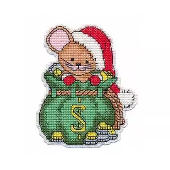 1250 Магнит на пластиковой канве ОВЕН 'Мышонок'7,5*9см