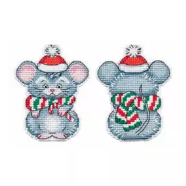 1251 Елочная игрушка на пластиковой канве ОВЕН 'Мышонок'7*9см