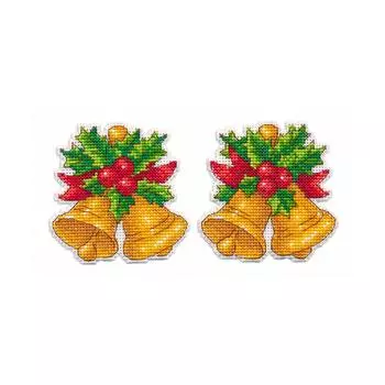 1252 Елочная игрушка на пластиковой канве ОВЕН 'Колокольчики'8,4*8,4см