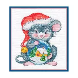 1254 Набор для вышивания ОВЕН 'Мышонок с шаром'14*15см