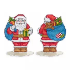 1257 Магнит на пластиковой канве ОВЕН 'Санта-Клаус'9,8*13см