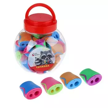 1269301 Точилка с контейнером двойная МИКС Классика