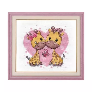 1275 Набор для вышивания ОВЕН 'Влюбленные жирафики'15*15см