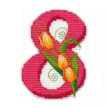 1288 Магнит на пластиковой канве ОВЕН ' С 8 марта'7*9,5см