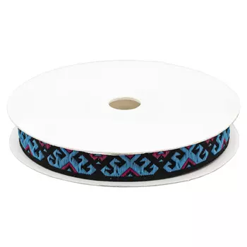 12895 Тесьма жаккардовая 12мм*10м (V6 голуб/красн)