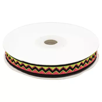 12897 Тесьма жаккардовая 12мм*10м (V5 салатов/розовый)