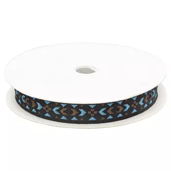 12898 Тесьма жаккардовая 12мм*10м (V1 голуб/коричнев)