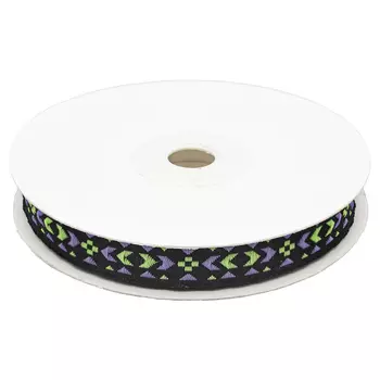 12898 Тесьма жаккардовая 12мм*10м (V3 зел/фиолет)