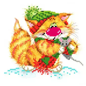 128/Б Набор для вышивания бисером Матренин посад 'Без кота-жизнь не та! Вместе теплее' 24*26см