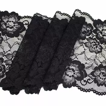 128 Кружево эластичное 18,5см*10м, черный