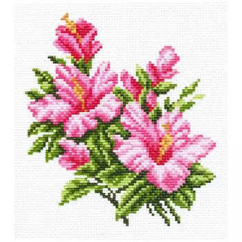 1290-1 Канва с рисунком Матренин посад 'Гибискус' 16*20 см (10*12 см)