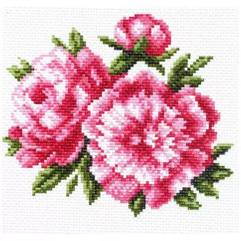 1295-1 Канва с рисунком Матренин посад 'Пионы' 16*20 см (10*12 см)