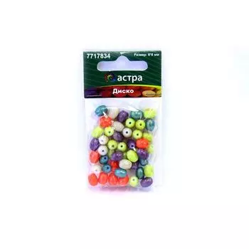 1301140 Бусины стеклянные микс 'Диско' 6*8мм, упак/40шт., 'Астра'