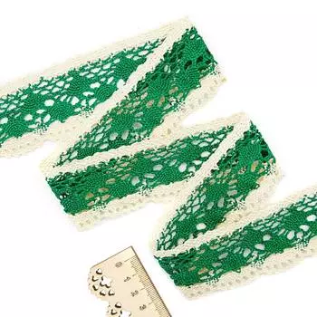 13019 Кружево вязаное, 4 см*9 м (зеленый)