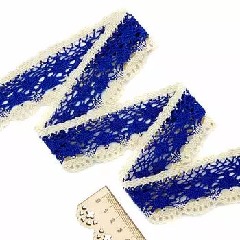13019 Кружево вязаное, 4 см*9 м (голубой)