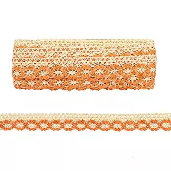 13023 Кружево вязан. с металл. нитью, 2,54 см*9 м, 'Астра' (оранжевый)
