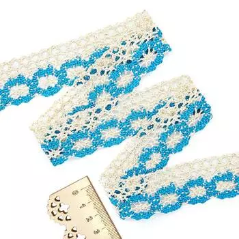 13023 Кружево вязан. с металл. нитью, 2,54 см*9 м, Astra&amp;Craft (морская волна)