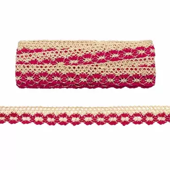 13023 Кружево вязан. с металл. нитью, 2,54 см*9 м, 'Астра' (розовый)