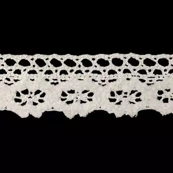 13077 Кружево вязаное, 2,5 см*9 м (белый)
