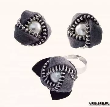 1344АС Набор для вышивания 4*3,5см 'Клипсы и перстень Розочки' (Риолис)