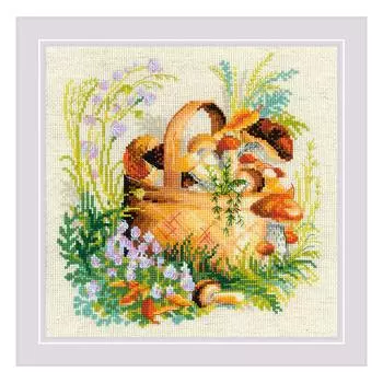 1363 Набор для вышивания Риолис 'Грибное лукошко', 30*30 см
