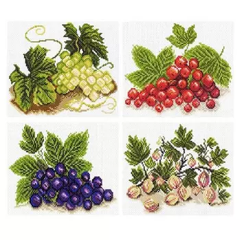 1373/4Н Канва с рисунком из 4-х сюжетов Матренин посад набор 'Фрукты' 23*28см