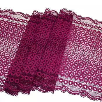 1376 Кружево эластичное 25см*10м, т.красный