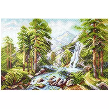 1381 Канва с рисунком 'Матренин посад' 'Горный пейзаж', 28*37 см