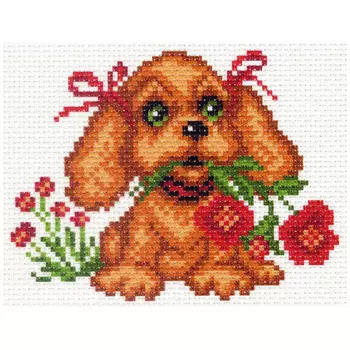 1424 Канва с рисунком Матренин посад 'Мой щенок' 16*20 см (10*12 см)