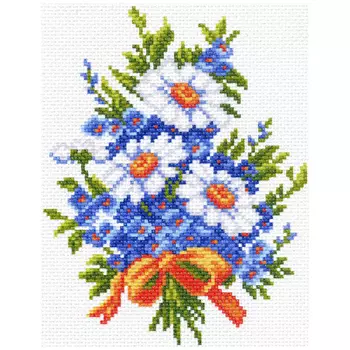 1433-1 Канва с рисунком Матренин посад ' Девичий букет' 28*37см