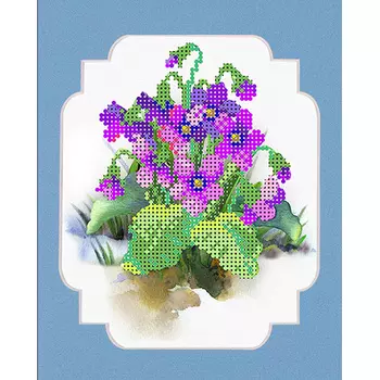 143/БП Набор для вышивания с бисером и паспарту Матренин Посад 'Весенние цветы' 24*26см