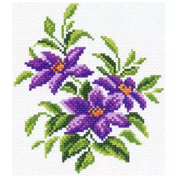 1445-1 Канва с рисунком Матренин посад 'Клематис' 16*20см