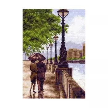 1459 Канва с рисунком 'Матренин посад ' 'Двое на набережной', 37*49 см