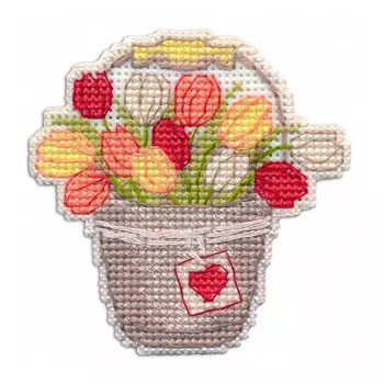 1459 Магнит на пластиковой канве ОВЕН 'Для тебя' 7,8*7,8см