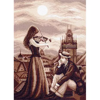 1460 Канва с рисунком Матренин посад 'Мелодия в ночи' 28*38см (37*49см)