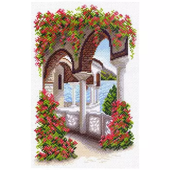 1480 Канва с рисунком Матренин посад 'Уголок Греции' 24*35см.(28*37см)