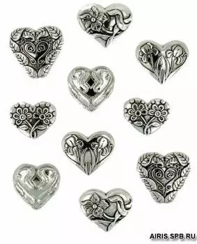 14, Декоративные пуговицы. Сердца серебряные Dress It Up