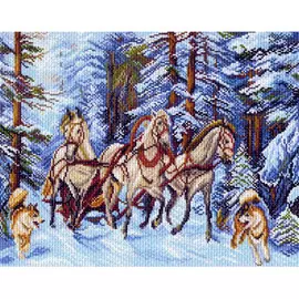 1503 Канва с рисунком 'Матренин посад' 'Мчится тройка', 37*49 см