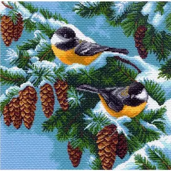 1535 Канва с рисунком 'Матренин Посад' 'Синички', 41*41 см