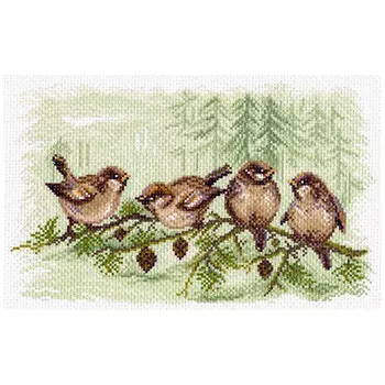 1559 Канва с рисунком 'Матренин посад' 'Воробьи', 28*37 см