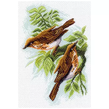 1564 Канва с рисунком Матренин посад 'Дрозды' 24*35см (28*37см)