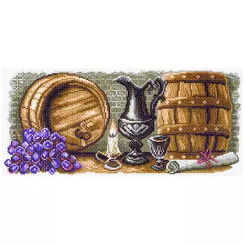 1574 Канва с рисунком Матренин посад 'Винный погребок' 22*45см.(24*47см)