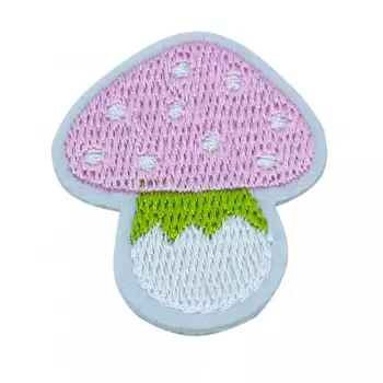 15848 Термоаппликация вышитая 'Грибочек' 3,5*4,2см (1шт) (1 белый/розовый)