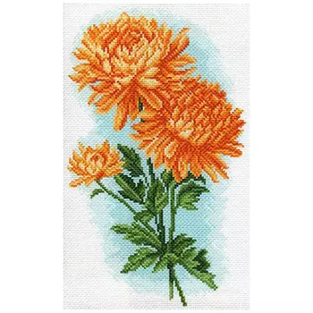 1586 Канва с рисунком 'Матренин посад' 'Жёлтые хризантемы', 28*37 см