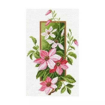 1602 Канва с рисунком 'Матренин посад' 'Клематисы', 28*37 см