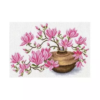 1606 Канва с рисунком 'Матренин Посад' 'Ваза с магнолиями', 37*49 см